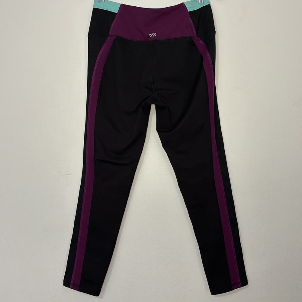 DSG black colorblock legging neon colorful back pocket athletic stretch pant med - Picture 2 of 2